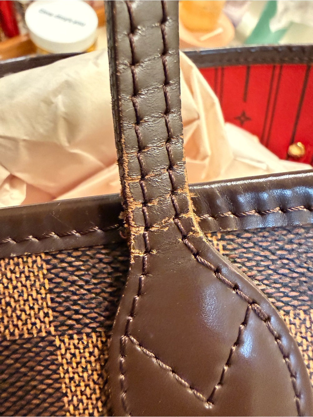 Louis Vuitton Damier Ebene Brown Checkered Tote - Picture 14 of 16